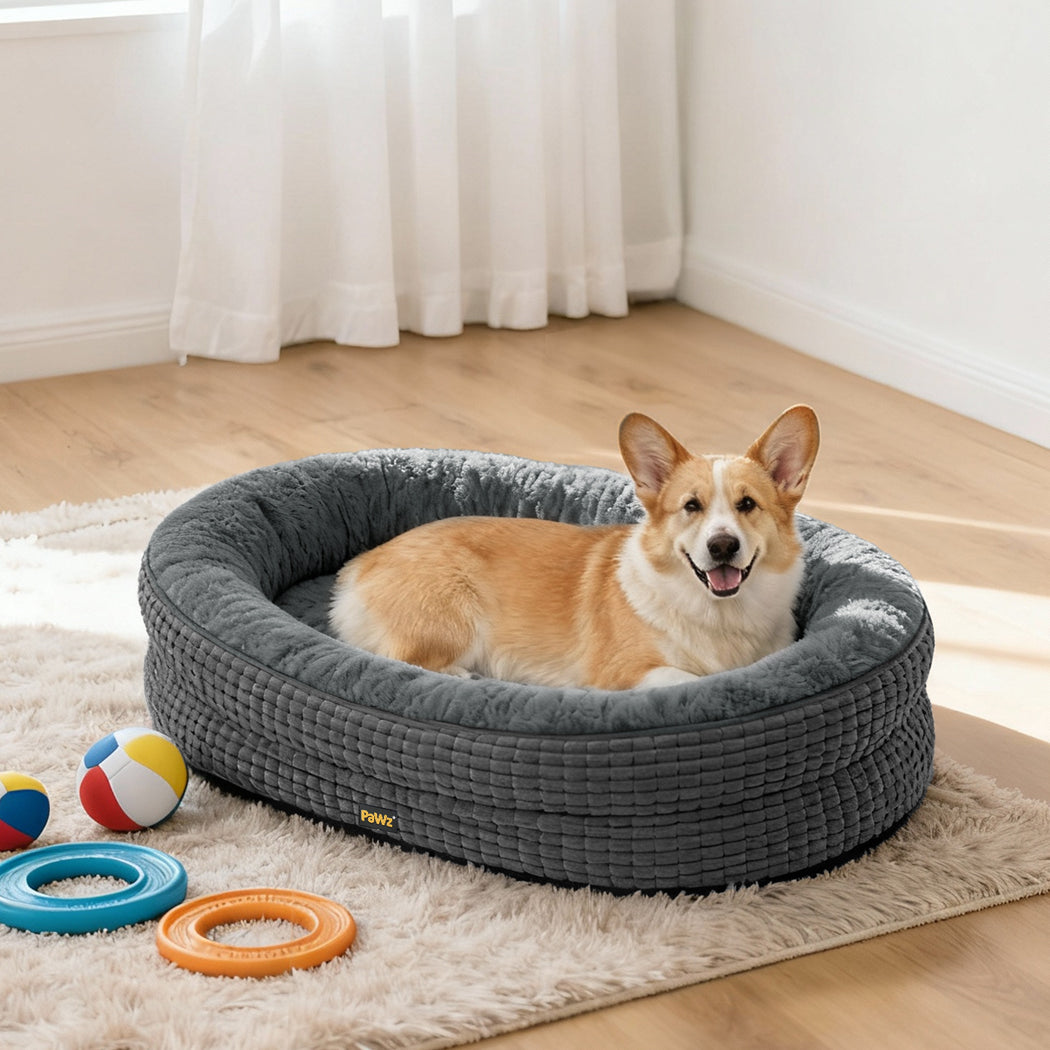 Pawz Orthopedic Plush Dog Bed Soft Washable Pet Bed Grey Cosy Cushion L Size-2011971116356210694