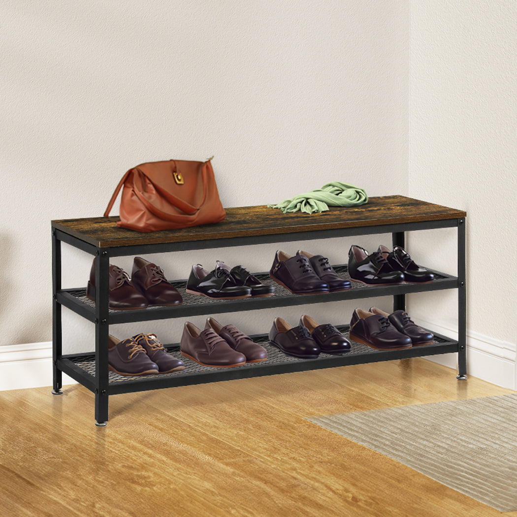 Levede 3-Tier Shoe Rack Bench 100cm-2018816853186580486