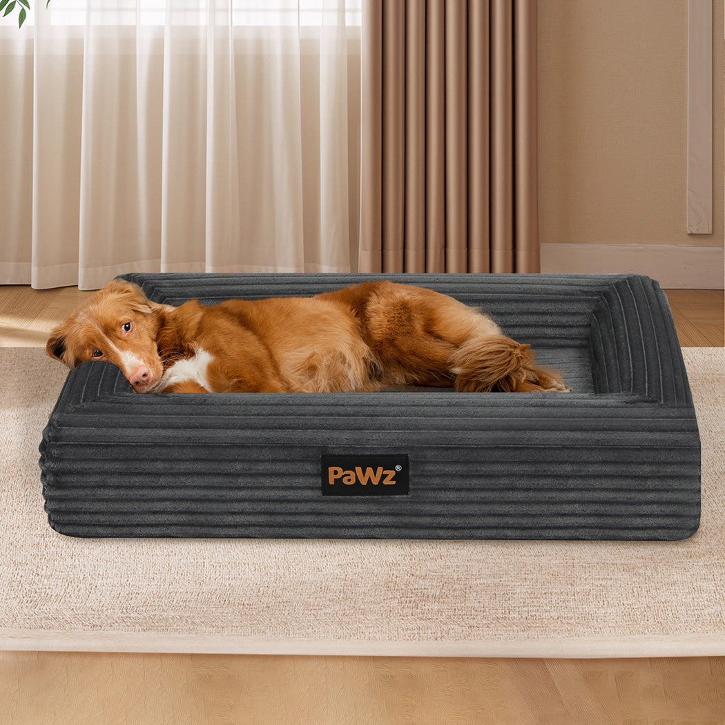 Pawz XXL Size Orthopedic Dog Bed with Corduroy Removable Cover Waterproof Washable Grey-2006732715193405446