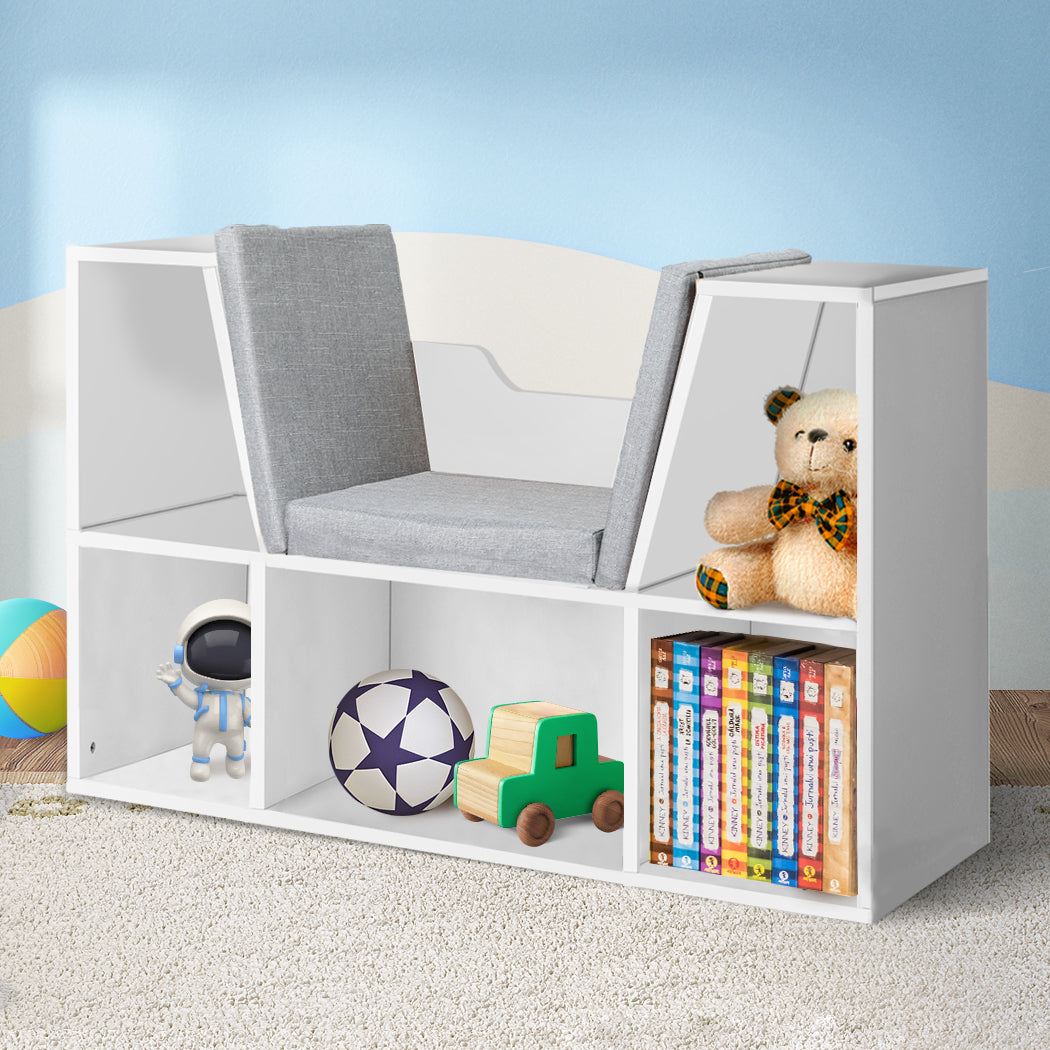 Levede Kids Bookcase Toys Box Shelf White-2018816833779535878