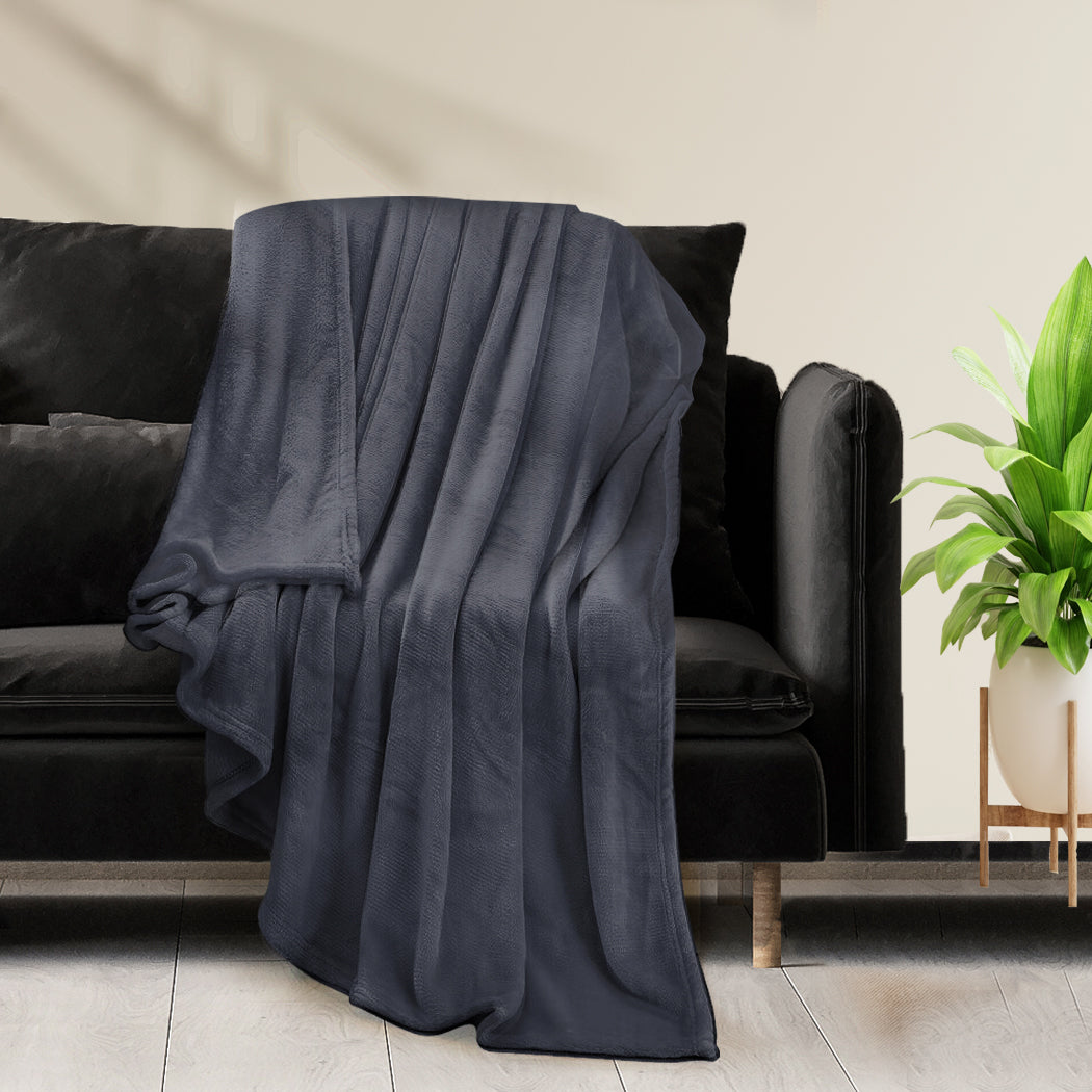 DreamZ 320GSM 220x240cm Ultra Soft Mink Dark Grey Queen-2018816639436460038