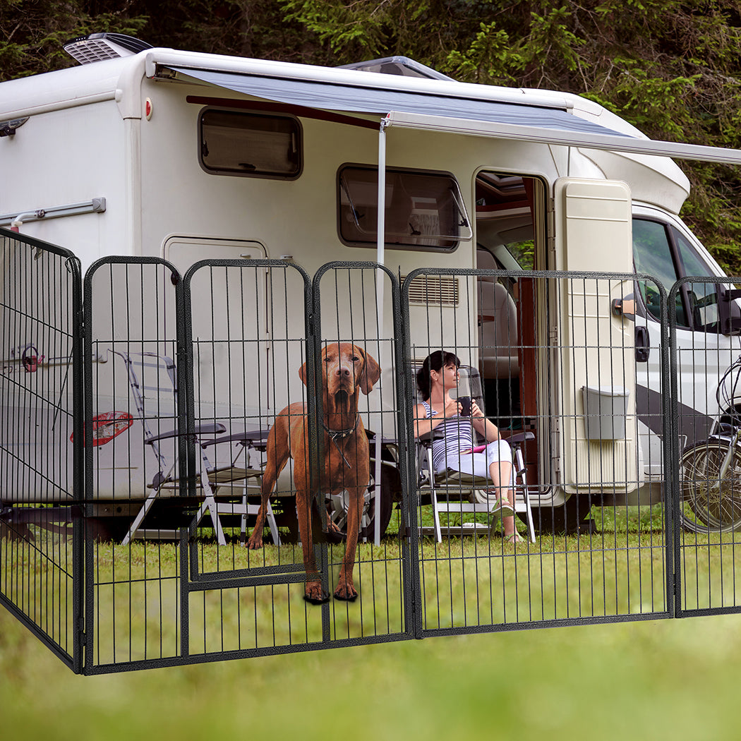 PaWz 8 Panel Pet Dog Playpen Puppy Exercise Black 2.5kg Venison-2006733296502968326