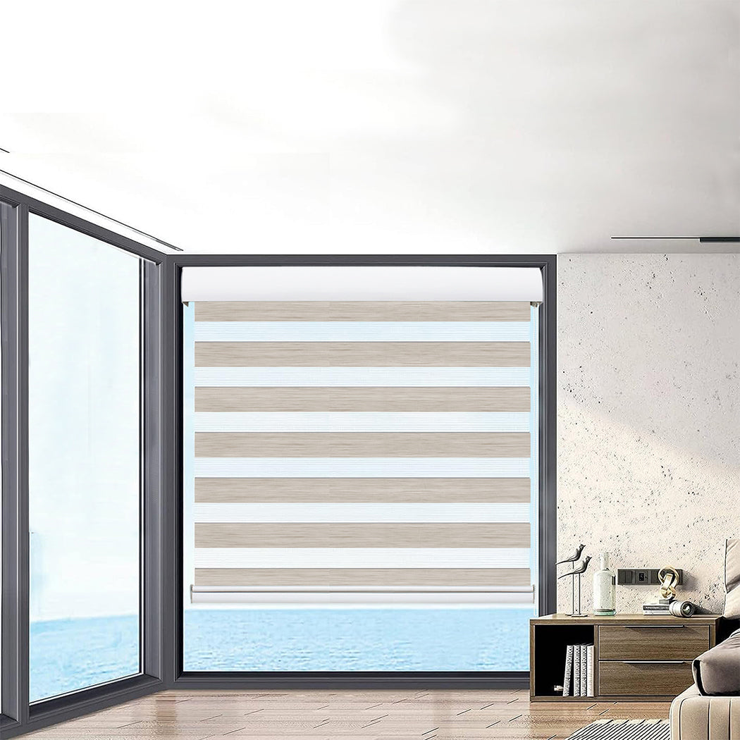 Marlow Blackout Zebra Roller Blind Curtains 180x210 Beige-2018816833234276358