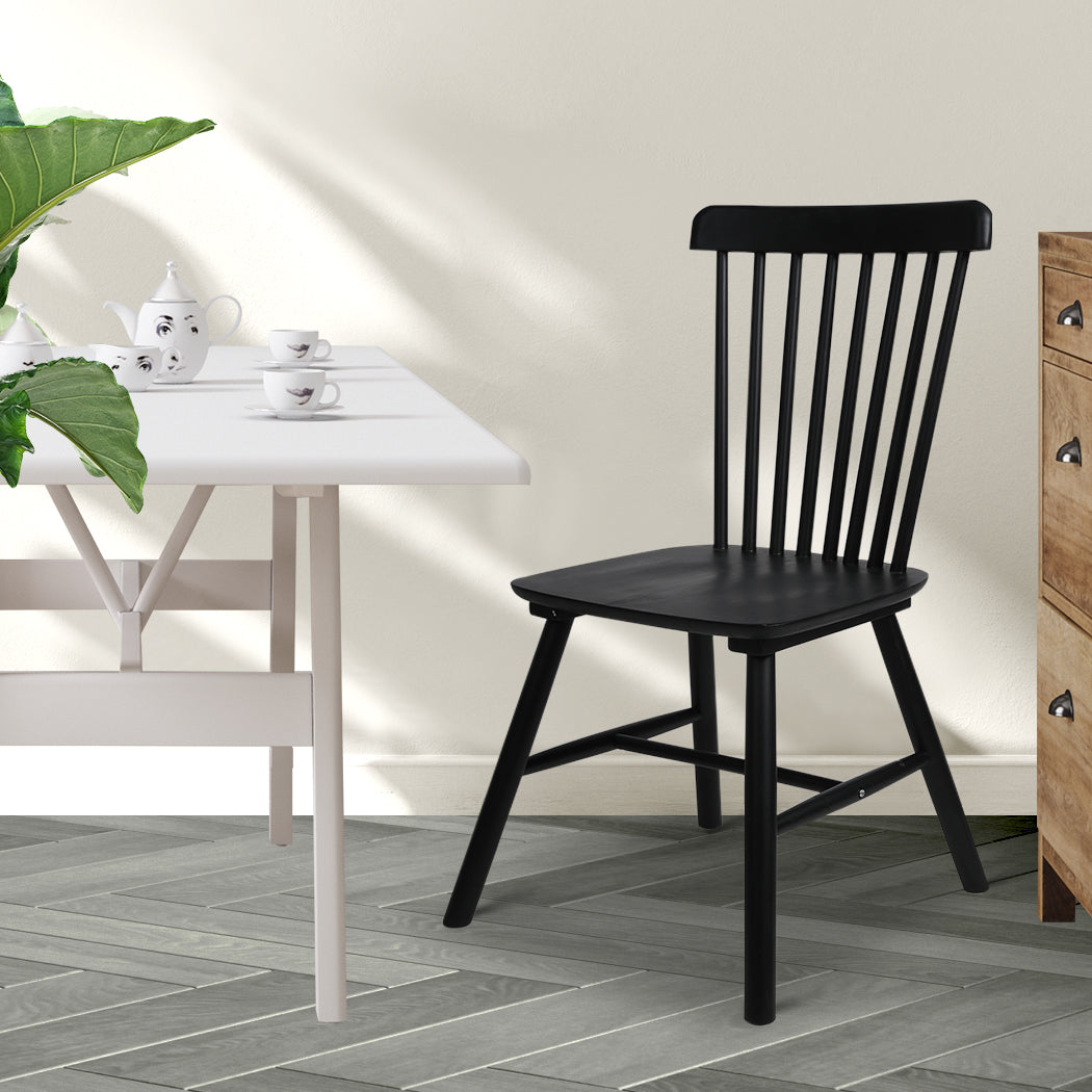 Levede 6x Dining Chairs Kitchen Winsor Black-2006732719299629062