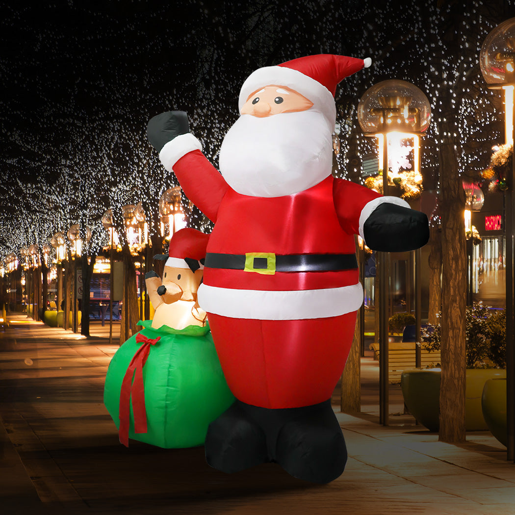 Santaco Christmas Inflatable Outdoor Santa Claus Elk 2.2M Xmas Decoration Light-2006733374424748038