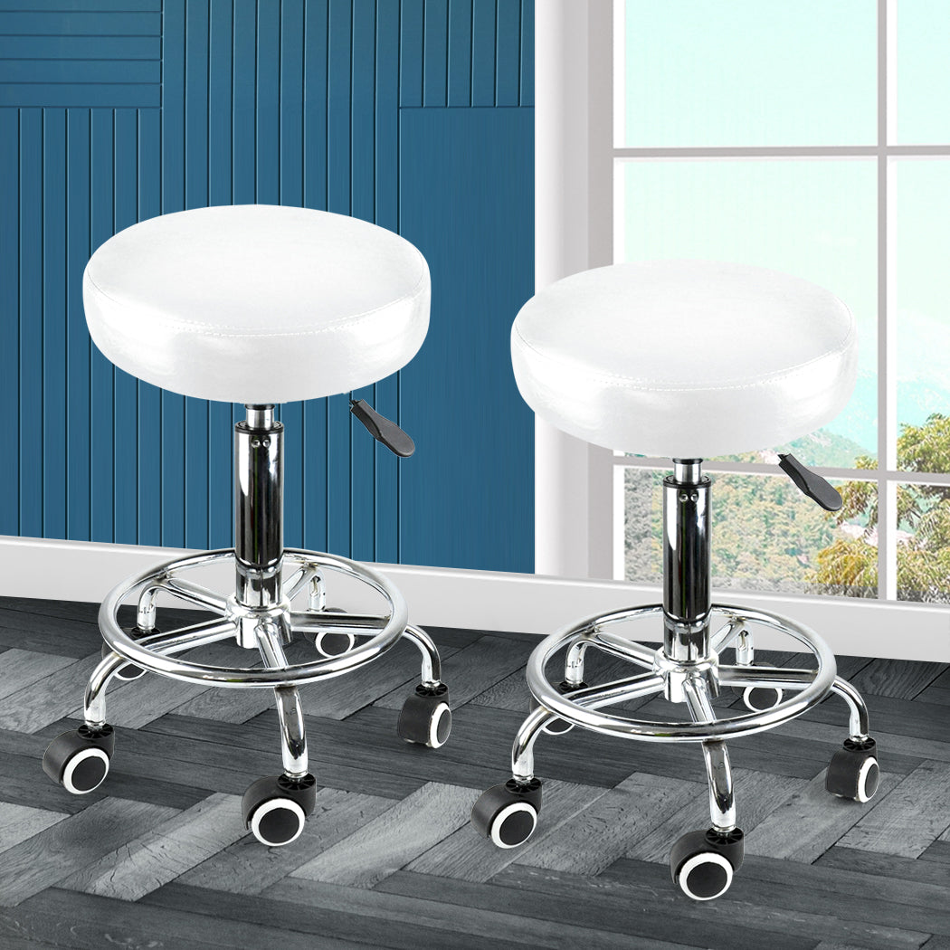 2x Levede Swivel Salon Barstool Hairdressing White-2018816797721104390