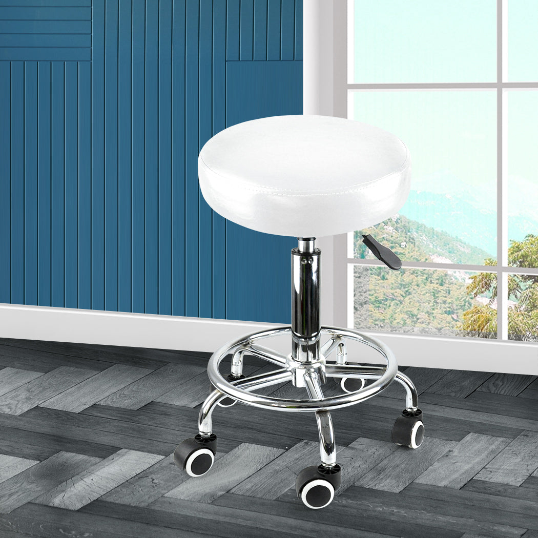 Levede Salon Stool Swivel Hairdressing White-2018816716682956806
