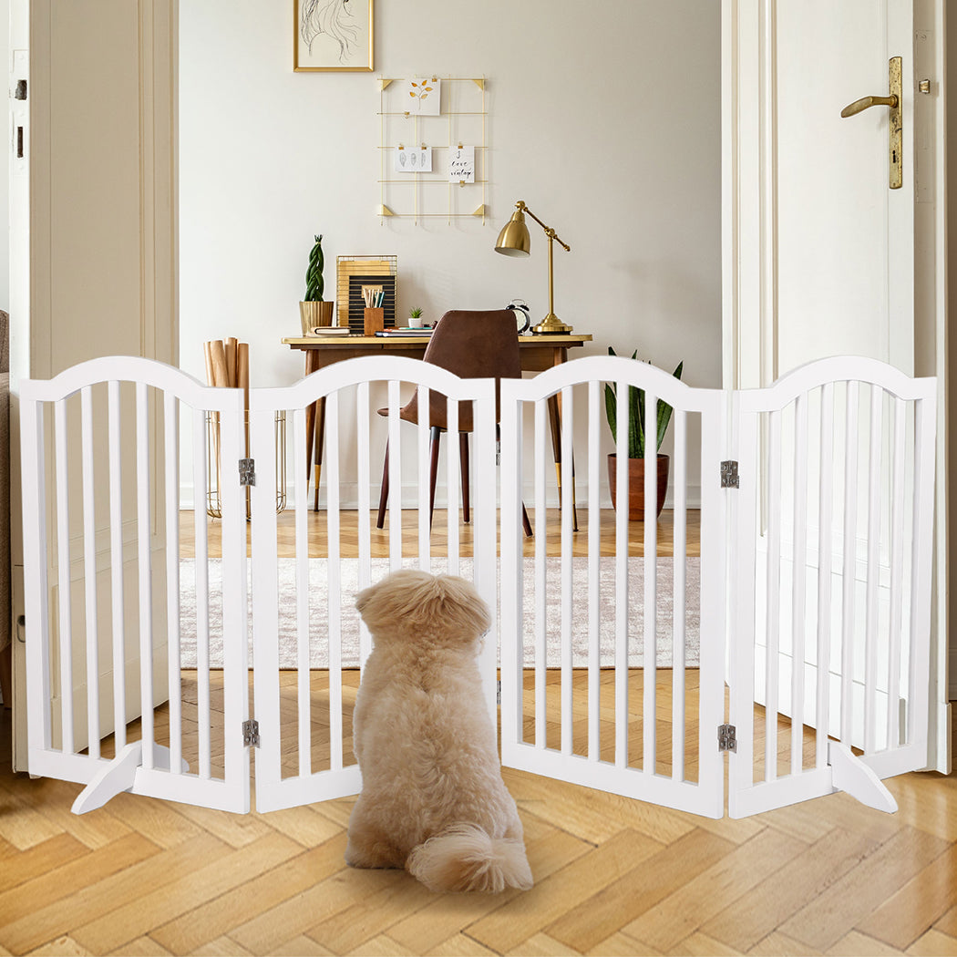 PaWz Wooden Pet Gate Dog Fence Safety White-2006732982756446215