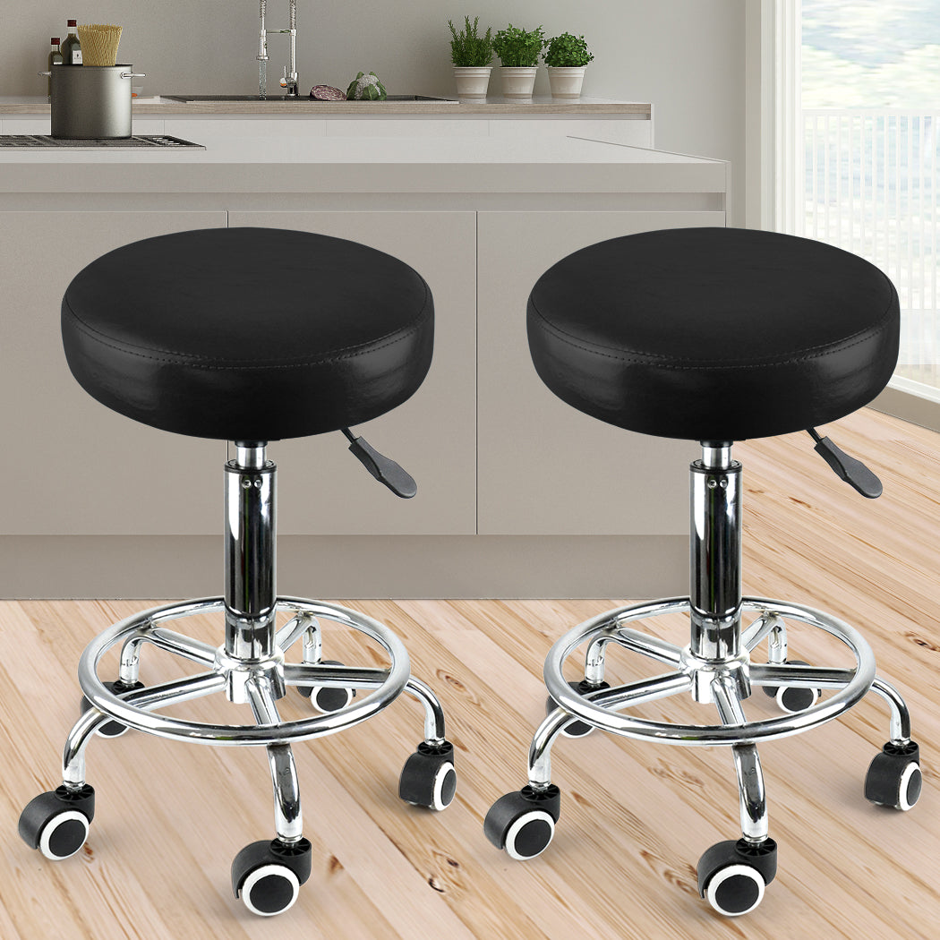 2x Levede Swivel Salon Barstool Hairdressing Black-2018816797461057542