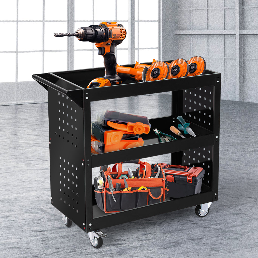 Traderight Tool Trolley Cart 3Tier Toolbox Black-2018816865903710215