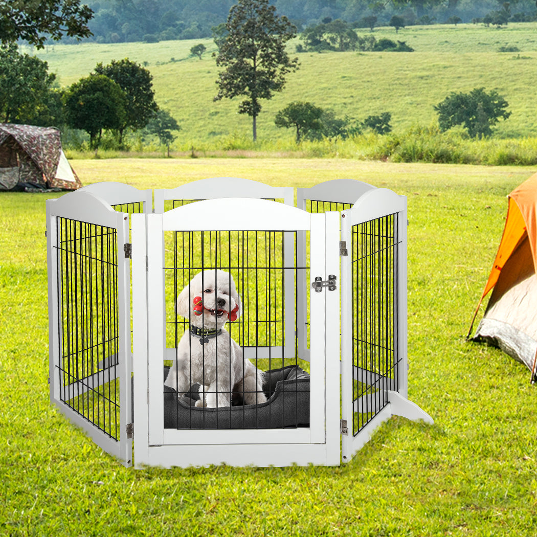 PaWz 6 Panels Pet Dog Playpen Puppy White-2006732992130715655