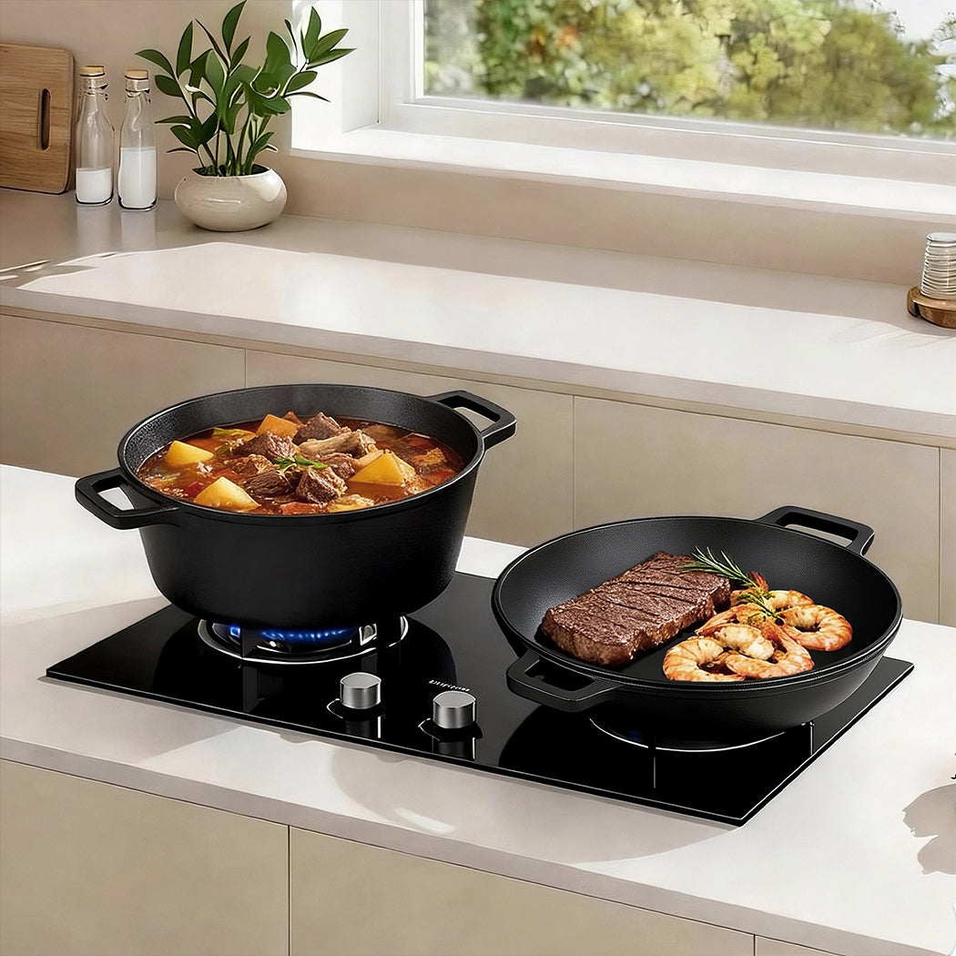 Toque 5.84L Double Dutch Oven 2 in 1 Cast Iron Pan-2011971112459702279