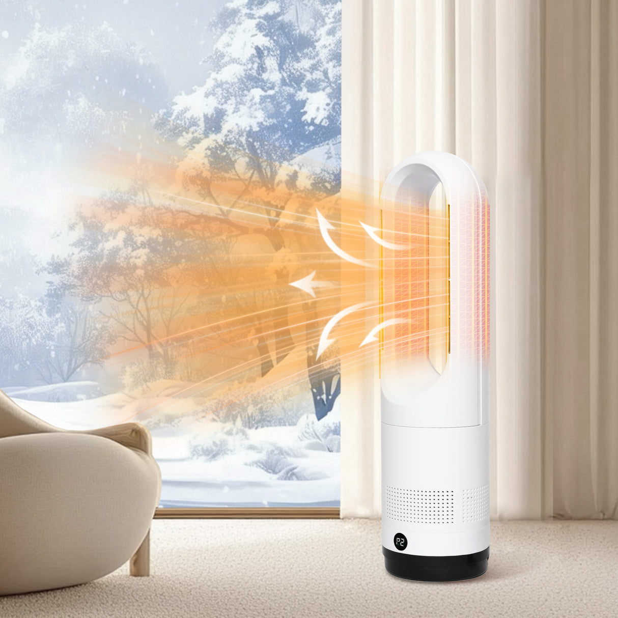 Spector Bladeless Tower Fan 2 In 1 Cooler & Heater Fan-2018816851404001286