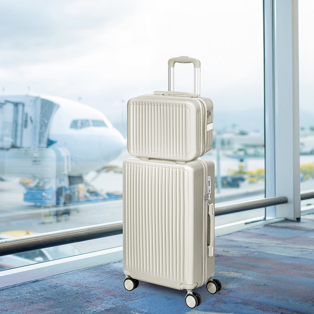 Slimbridge Luggage Suitcase Trolley White 2pc 14"+20"-2006733067858874375