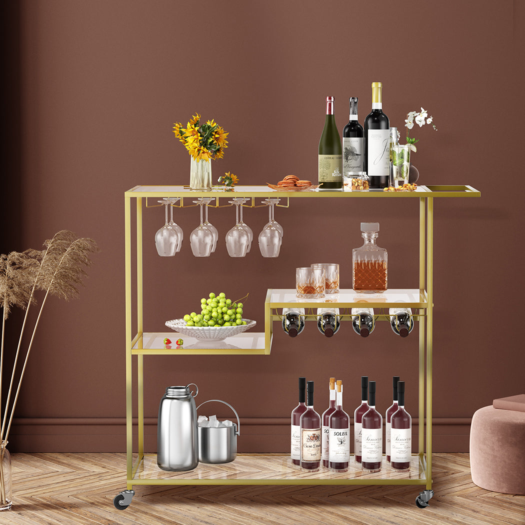 Levede Bar Cart Gold Drinks Serving Trolley 4 Tier-2018816858119081991