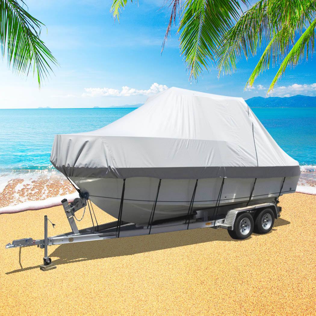 12-14 FT Boat Cover Trailerable Weatherproof Grey 14FT-2006733235505205255