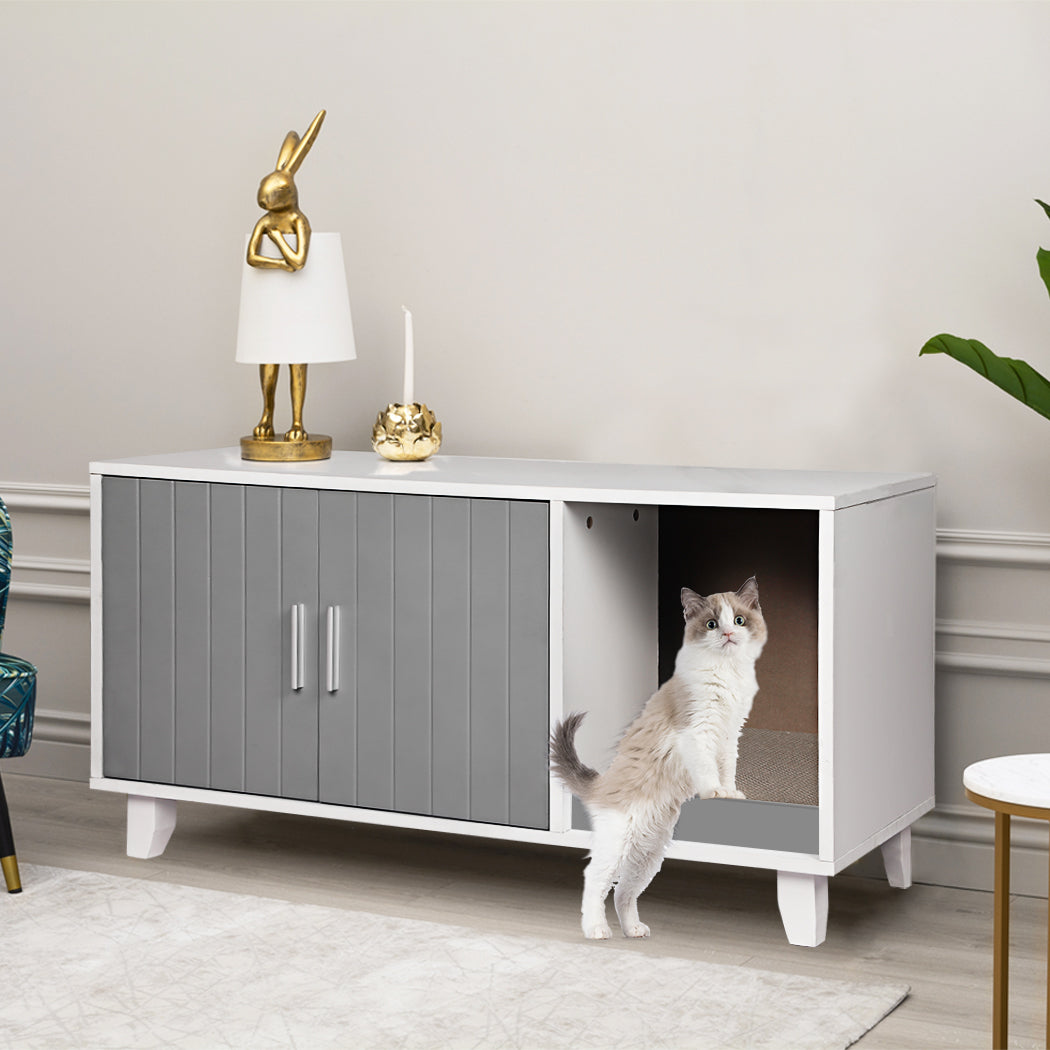 PaWz Enclosed Cat Litter Cabinet Box Grey-2018816830264709127