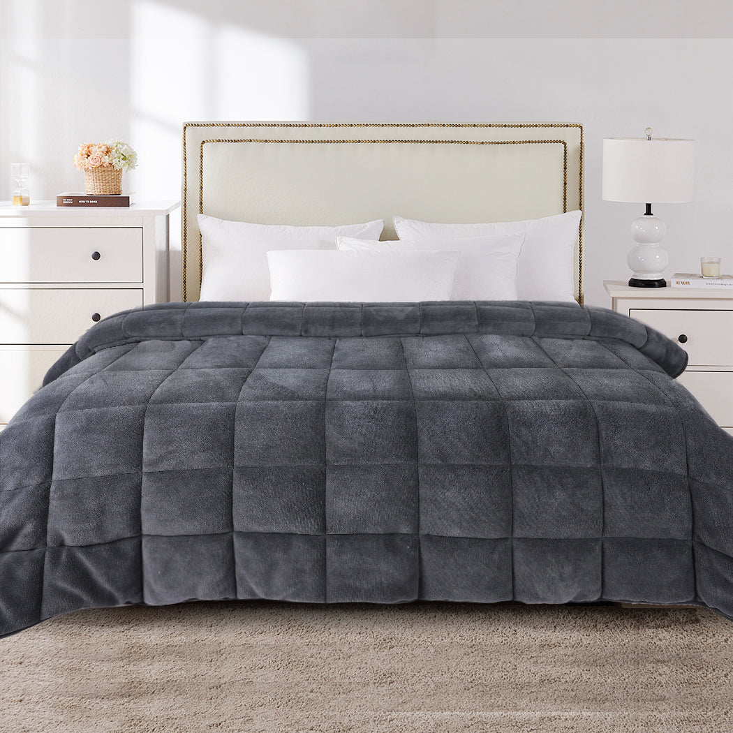 DreamZ Quilt Doona Comforter Blanket Grey Super King-2006733014490550279