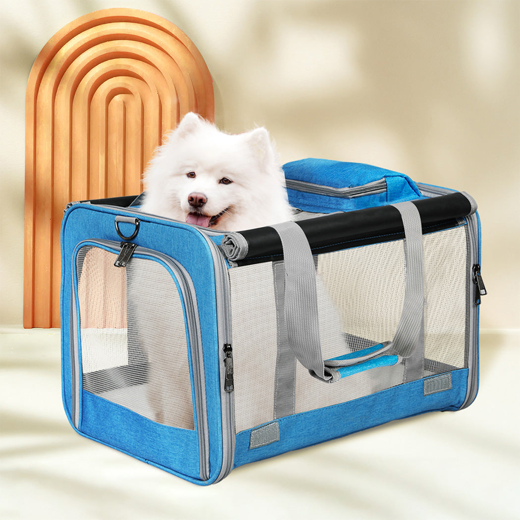 Pawz 3 in 1 Pet Soft Crate Dog Cat Carrier XL Size Blue-1954802466226835463