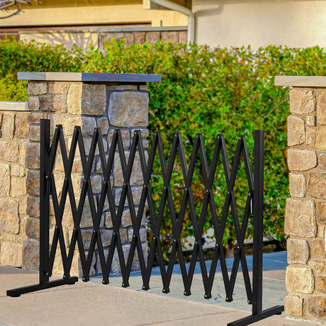 Garden Security Fence Gate Expandable Black-1954802909560573959