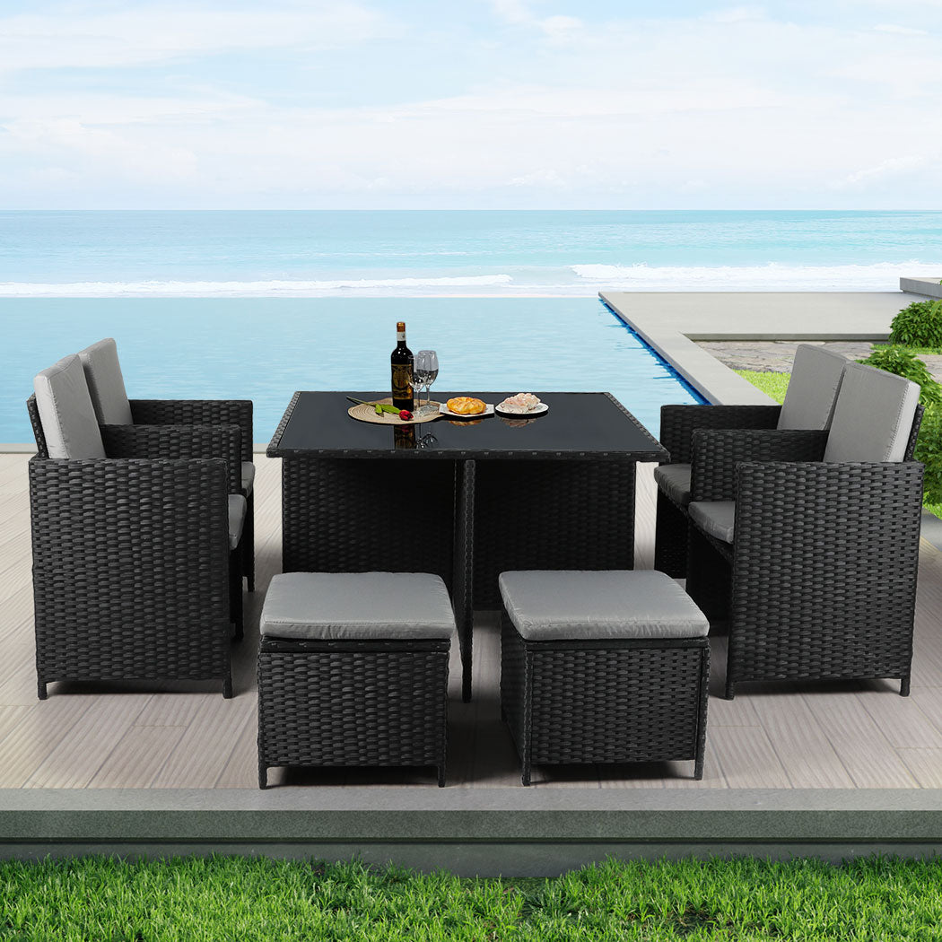 Levede 9PCS Outdoor Table Chair Set-1954802883304230919