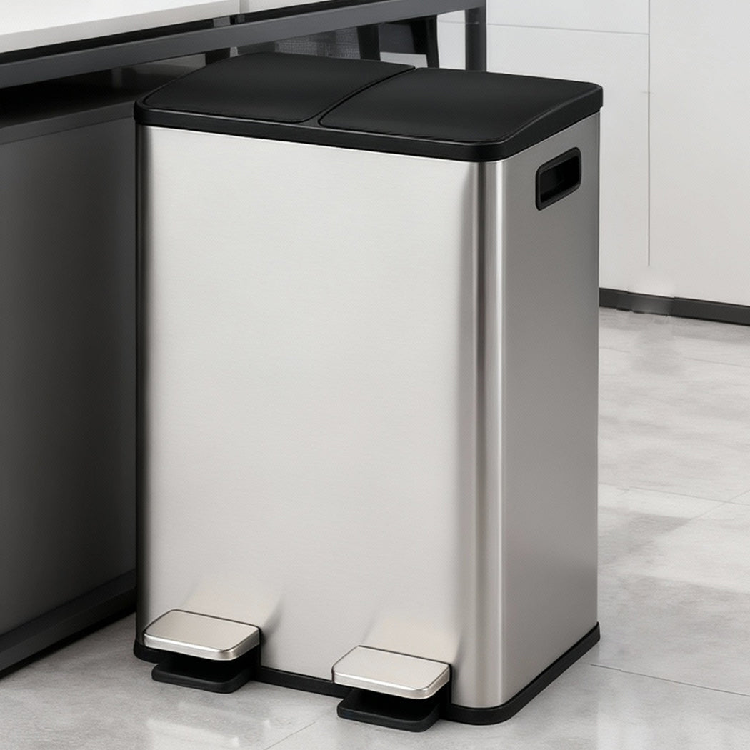 Toque 60L Pedal Bin Kitchen Waste Can Recycling Dustbin-2018816874996961287
