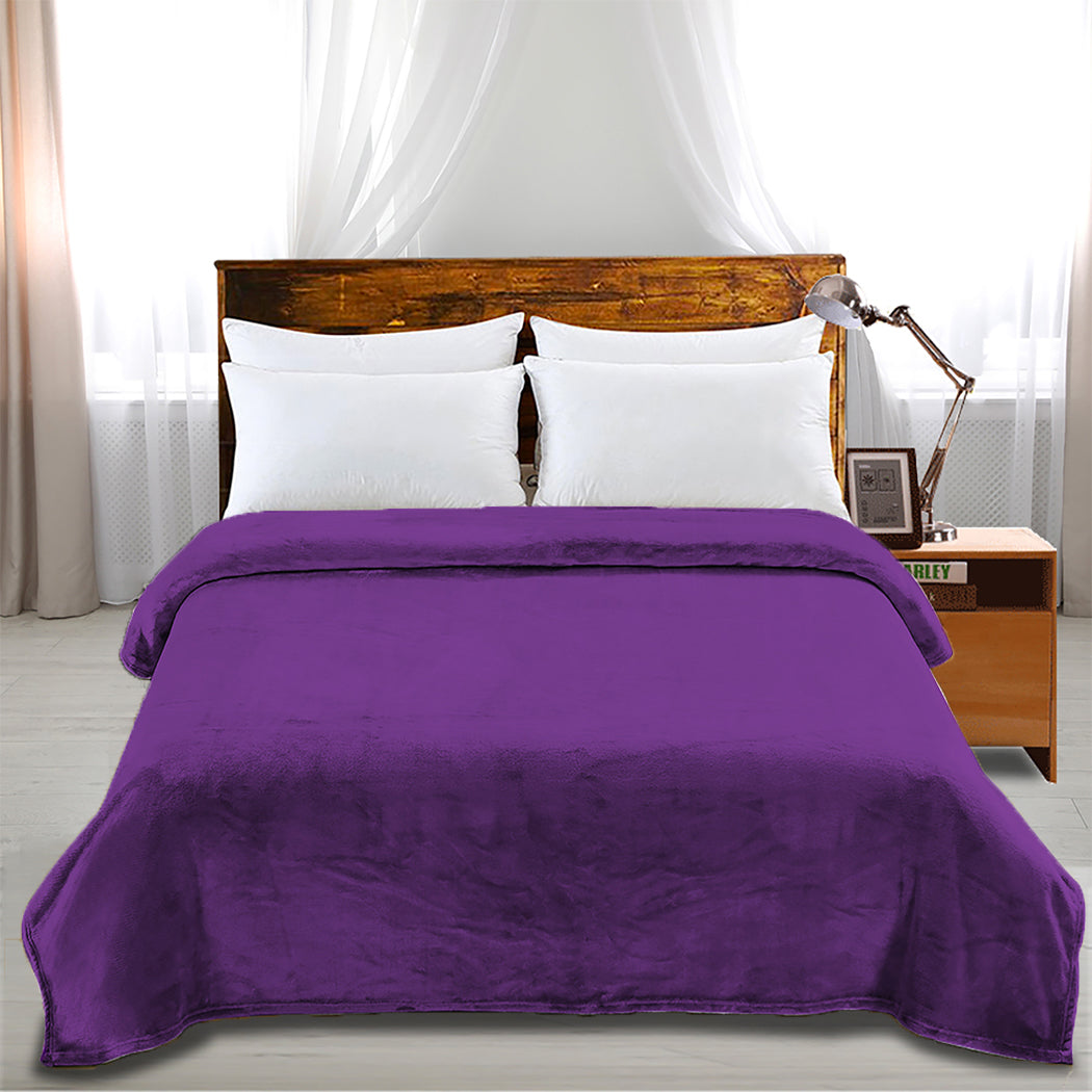 DreamZ 320GSM 220x240cm Ultra Soft Mink Aubergine Queen-2018816638891200519