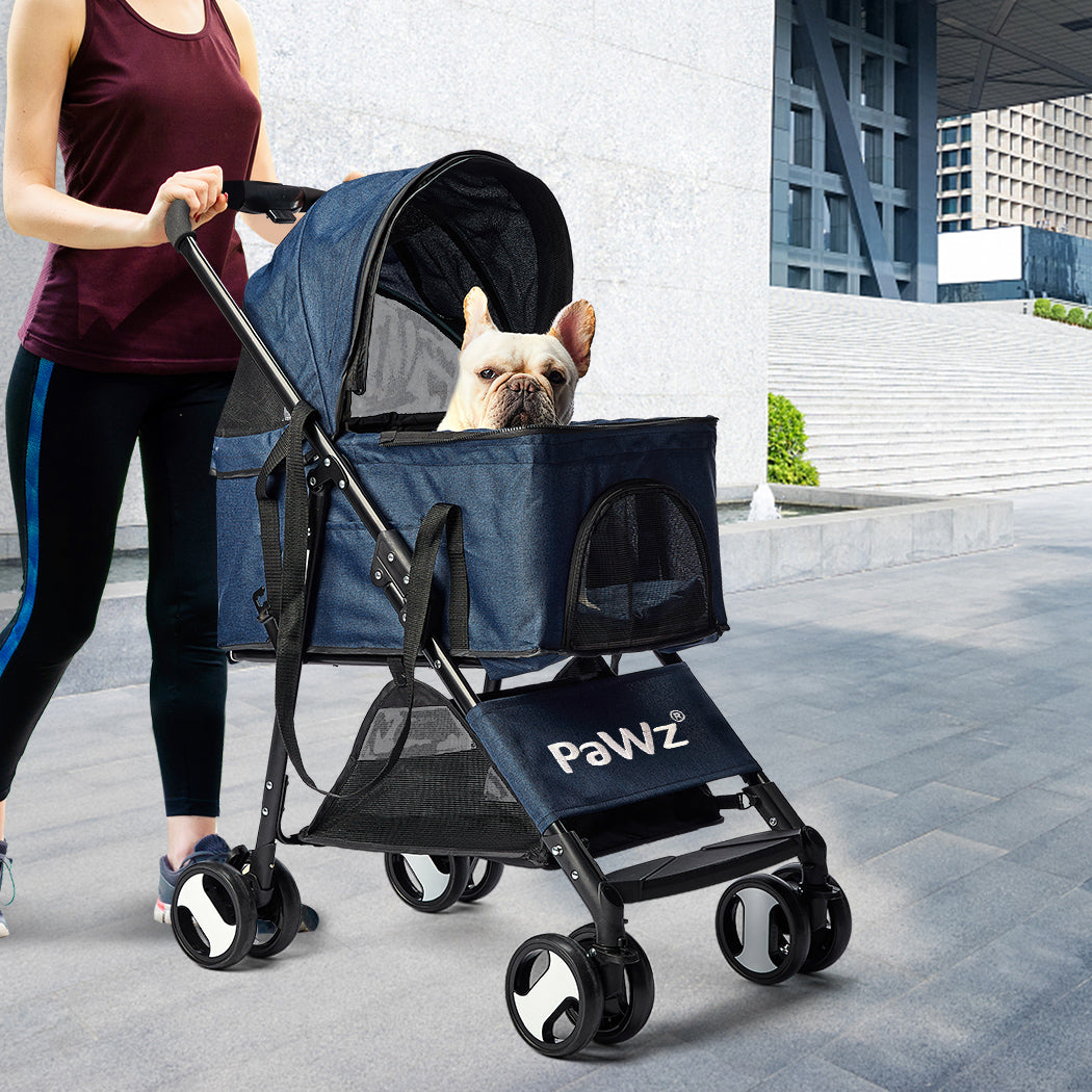 PaWz Large Pet Stroller Dog Cat Carrier Blue-2006733031045468167