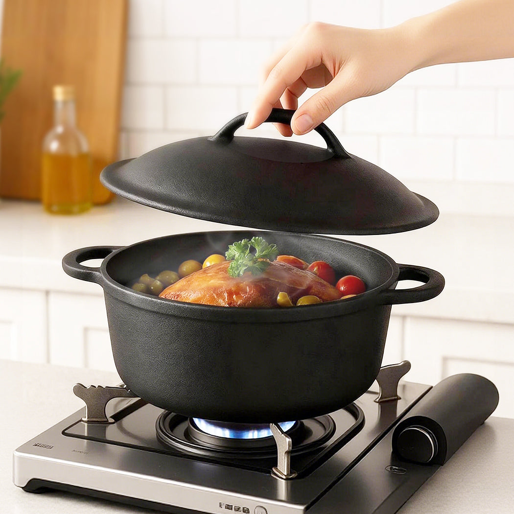 Pawz 6.6L Cast Iron Dutch Oven Heavy Duty Casserole Pot-2011971112291930119