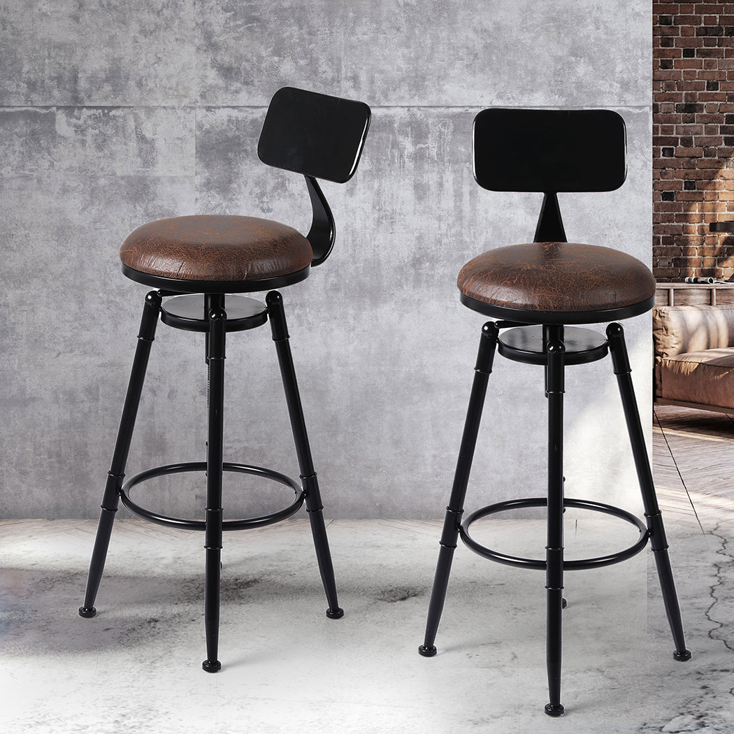 Levede 2x Bar Stool Kitchen Wooden PU-1954802949435822087
