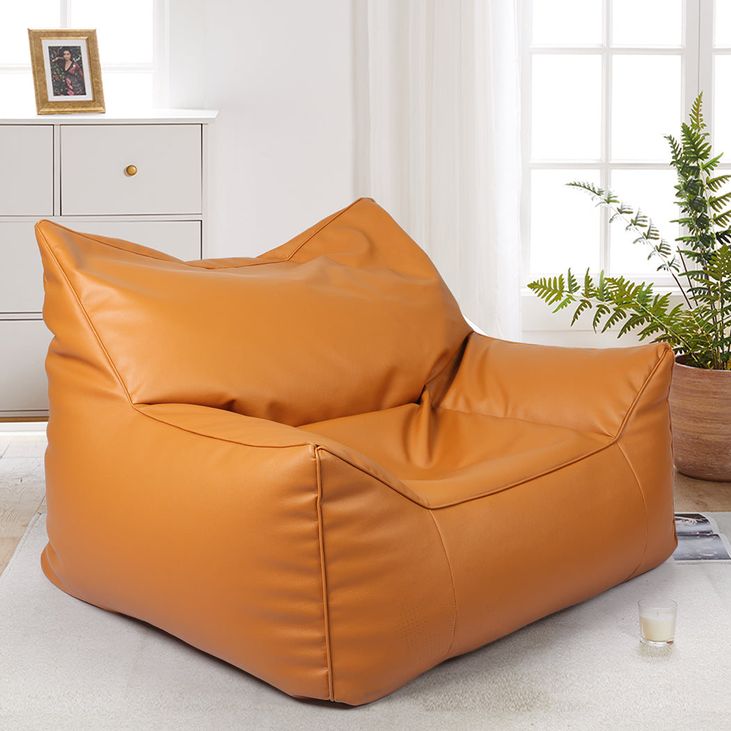 Marlow Bean Bag Chair Cover PU Indoor Brown-2006733218082066439