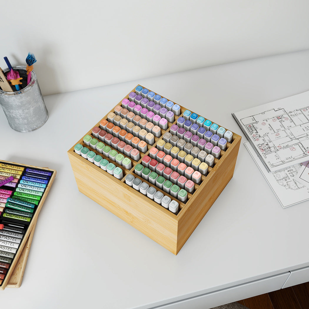 Levede Bamboo Marker Organizer Large Capacity Holder-2006732767081140231