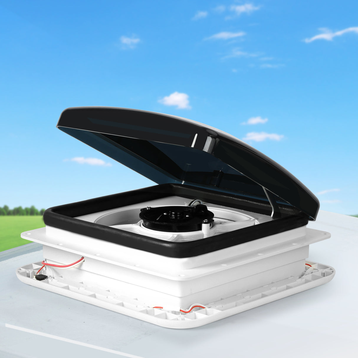 Manan Caravan Roof Vent Hatch RV Shower Air Exhaust 12V Fan LED Light Trailer-2018816870483890183