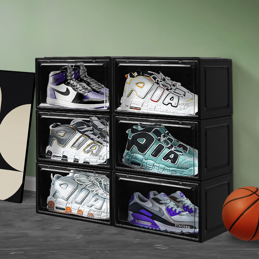 Stacked Shoe Box Acrylic Sneaker Display 6PC Black-2018816656914124807