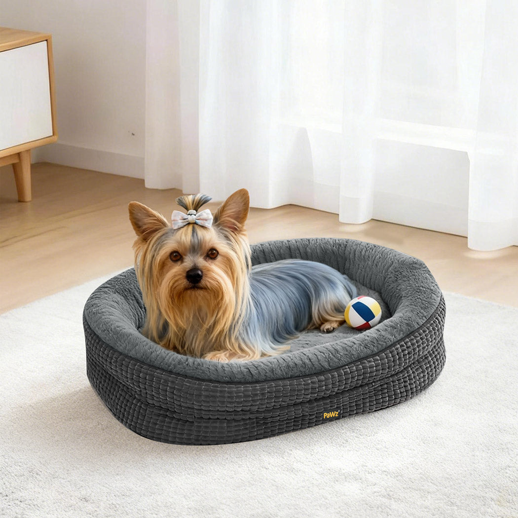 Pawz Orthopedic Plush Dog Bed Soft Washable Pet Bed Grey Cosy Cushion S Size-2011971116691755015