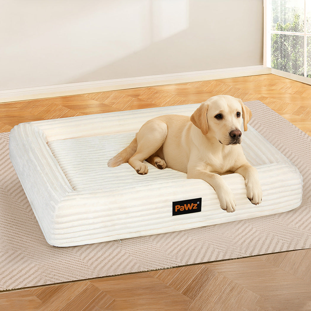 Pawz XL Size Orthopedic Dog Bed with Corduroy Removable Cover Waterproof Washable Beige-2018816827228033031