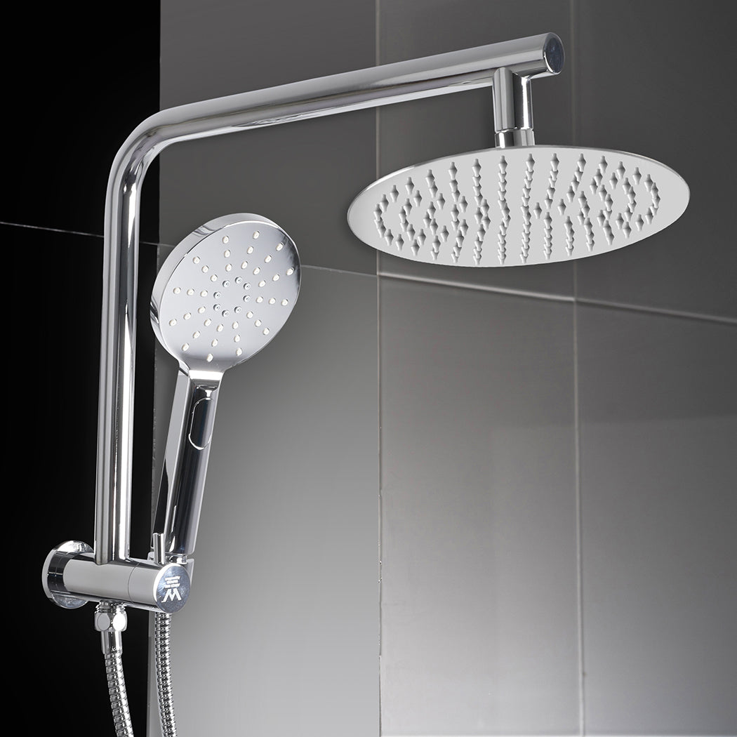 High Pressure Shower Head Set Rain Round Silver-2006733239951167495