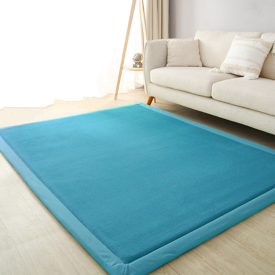 Marlow Coral Velvet Area Rugs Large Mat 180x200cm Blue-1954802462170943495
