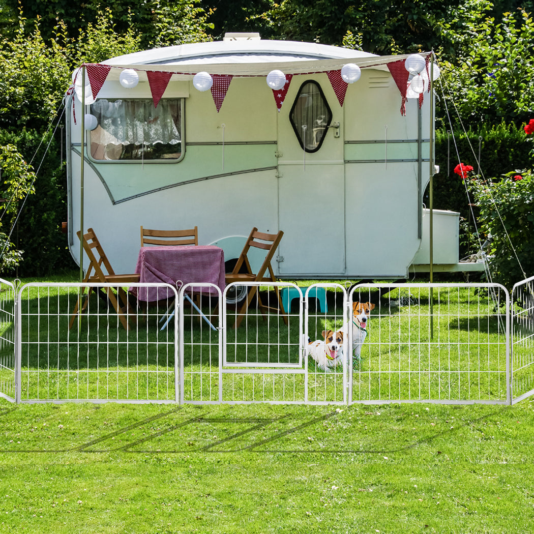 PaWz 8 Panel 24'' Pet Dog Playpen Puppy White 24 inch-2006733296003846151