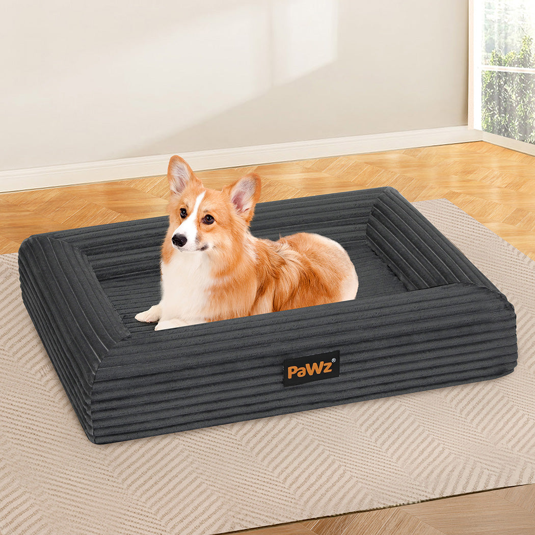 Pawz L Size Orthopedic Dog Bed with Corduroy Removable Cover Waterproof Washable Grey-2006732714107080711