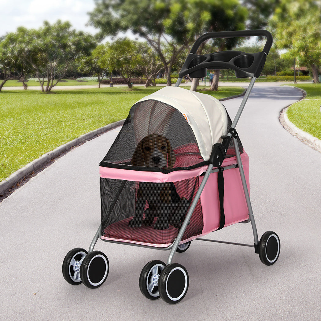 PaWz Pet Stroller Dog Cat Carrier Foldable Pink-2006733031599116295