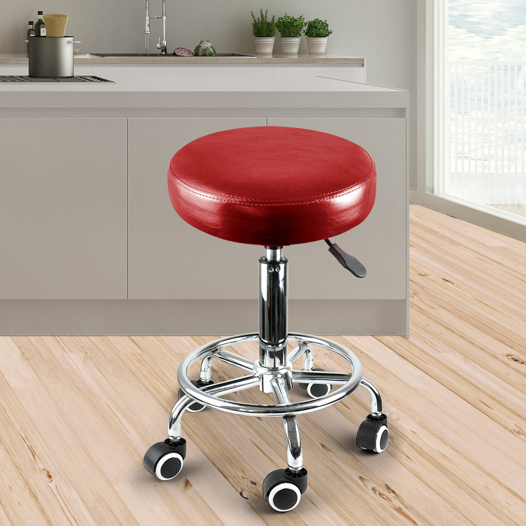 Levede Salon Stool Swivel Barber Stools Red-2018816712337657863