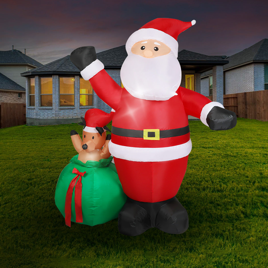 Santaco Christmas Inflatable Outdoor Santa Claus Elk 2.2M Xmas Decoration Light-2006733374424748039