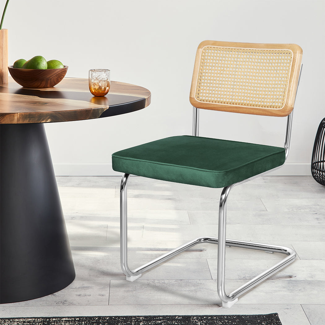 Levede 2xRattan Chair Dining Chairs Green-1954802996143591431