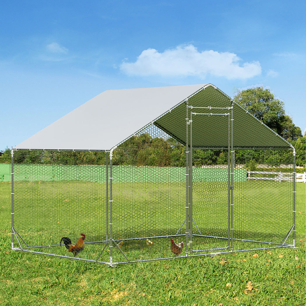 Pawz 200x300x194cm Large Metal Walk-in Chicken Coop Cage-1954802466965032967