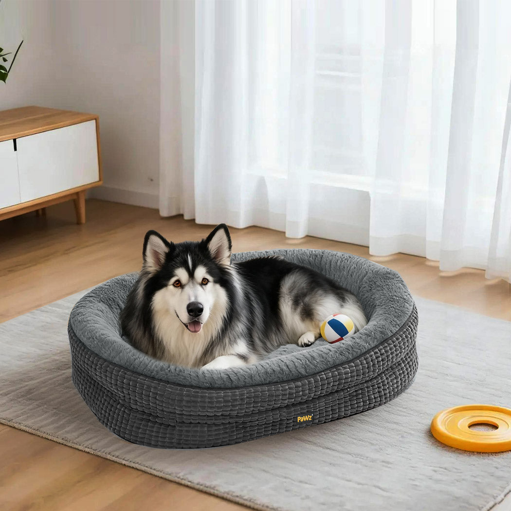 Pawz Orthopedic Plush Dog Bed Soft Washable Pet Bed Grey Cosy Cushion XXXL Size-2011971117224431623