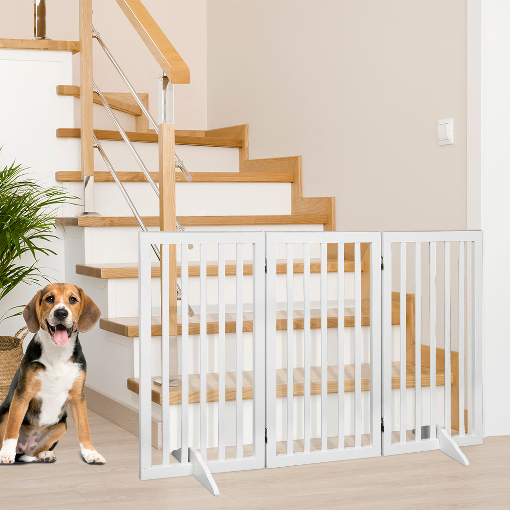 PaWz Wooden Pet Gate Dog Fence Safety White 400x 3MM-2006732963521368071