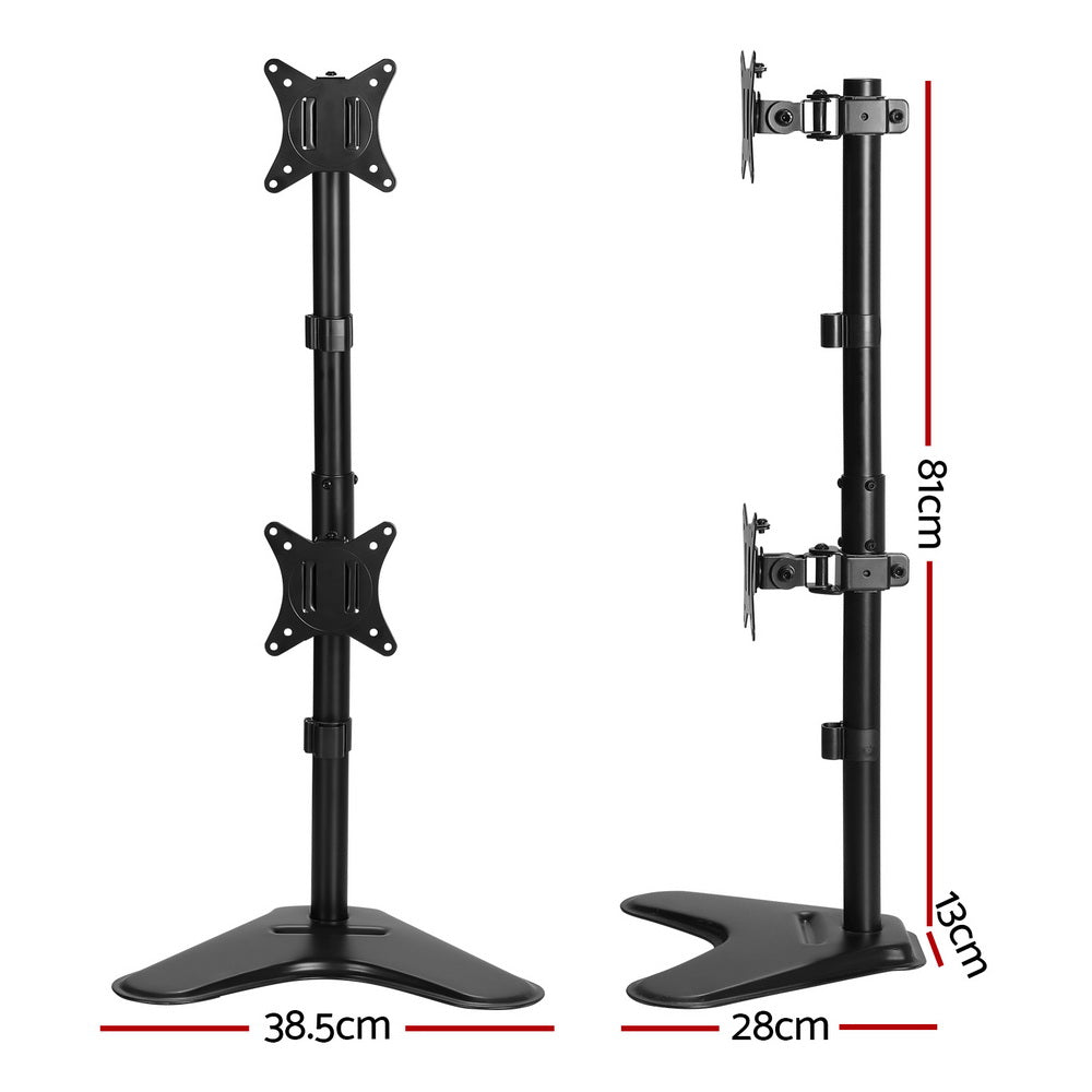 Artiss Dual Monitor Arm Stand - Adjustable Freestanding Bracket for 17-32 HD LED TVs