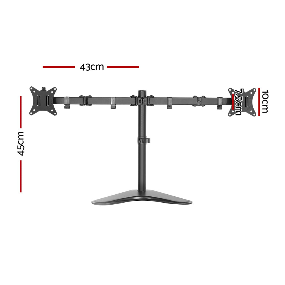 Artiss Dual Adjustable Monitor Arm Stand - Black