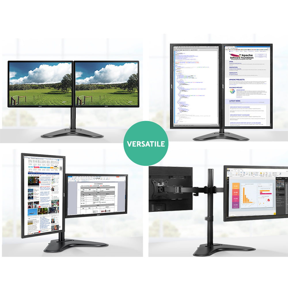 Artiss Dual Adjustable Monitor Arm Stand - Black